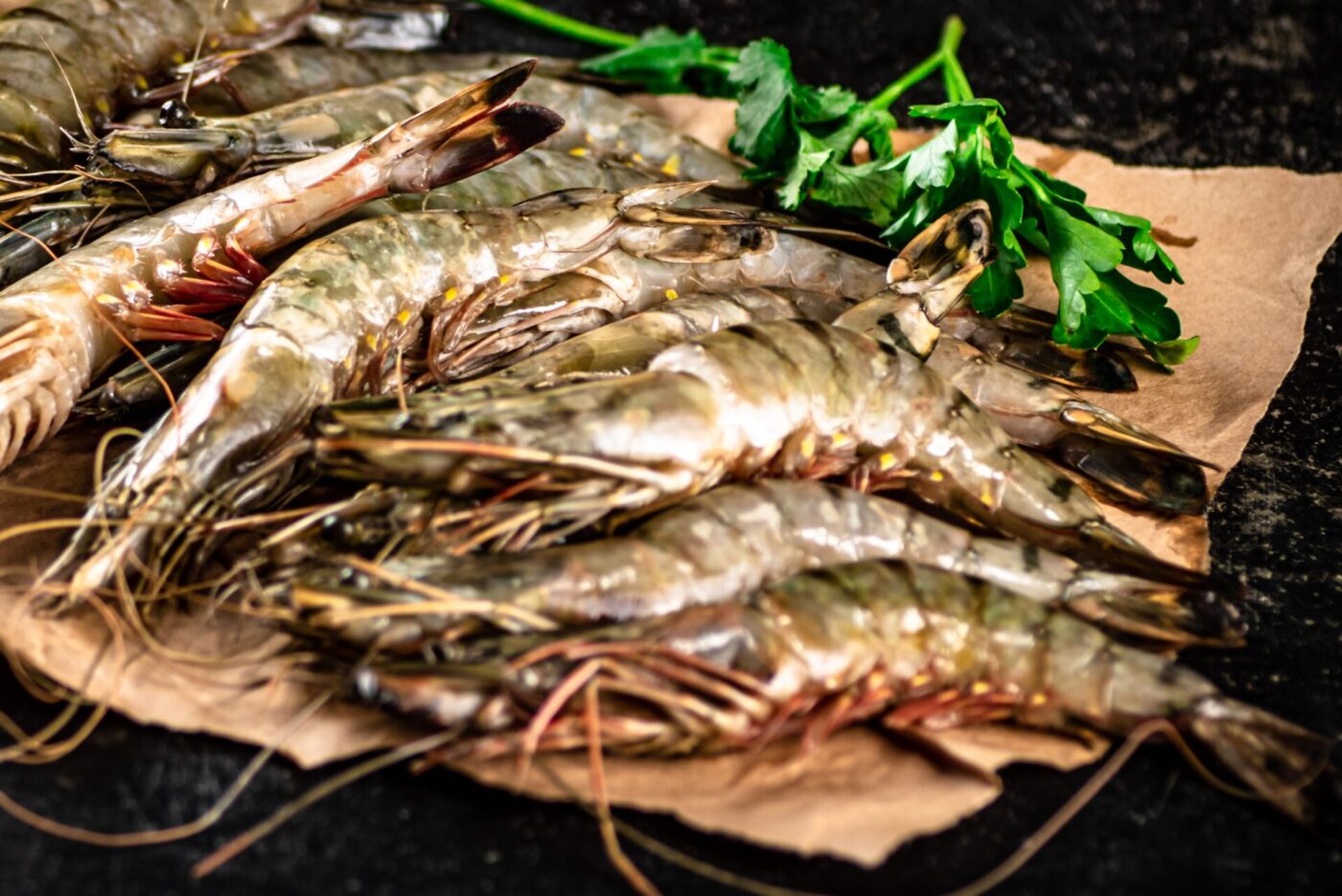 Shell-on shrimp with head