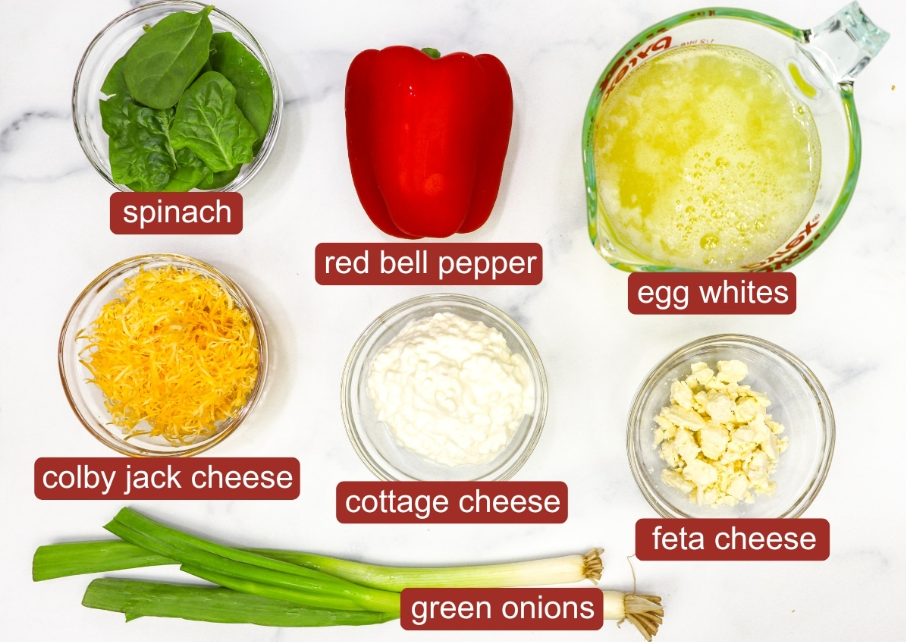 Ingredients for Keto Red Pepper & Spinach Egg White Bites