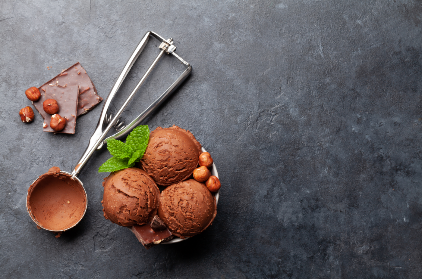 chocolate ice cream with hazelnuts