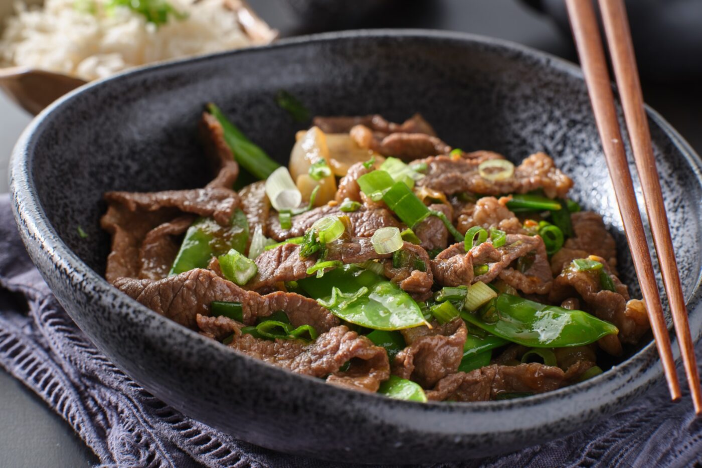 cooked meal with types of beef stir-fry meat