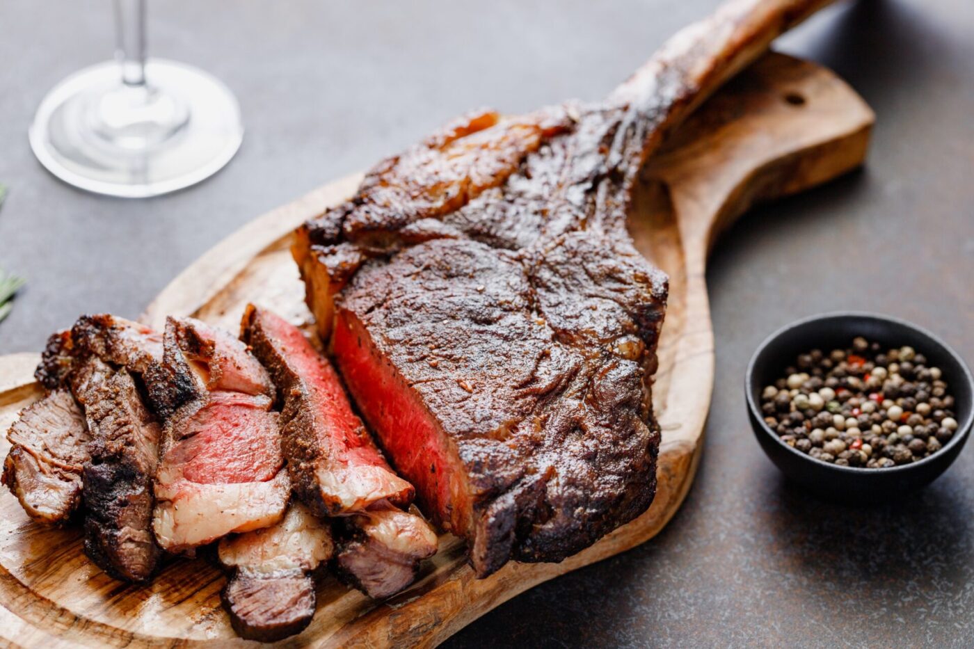 Example of high fat steak - tomahawk steak