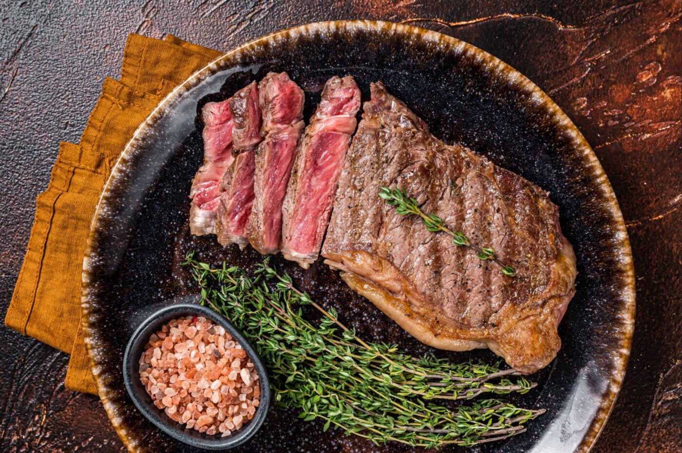 Example of medium fat steak New York Strip steak