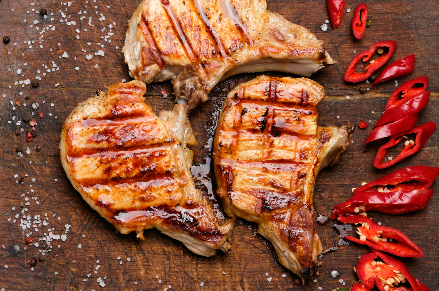 grilled bone in pork chops