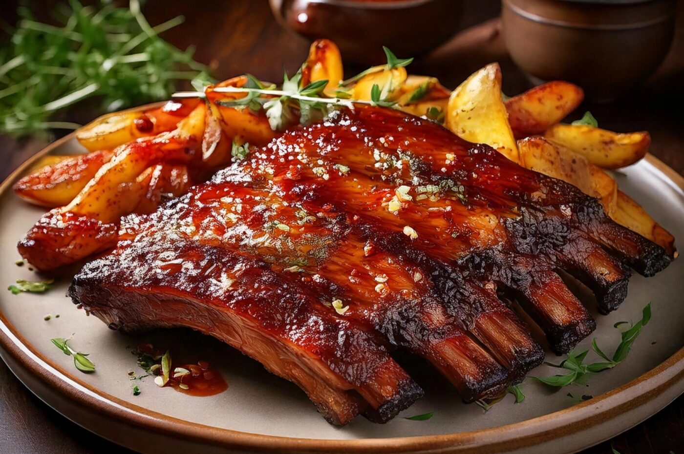 Grilled St Louis pork ribs