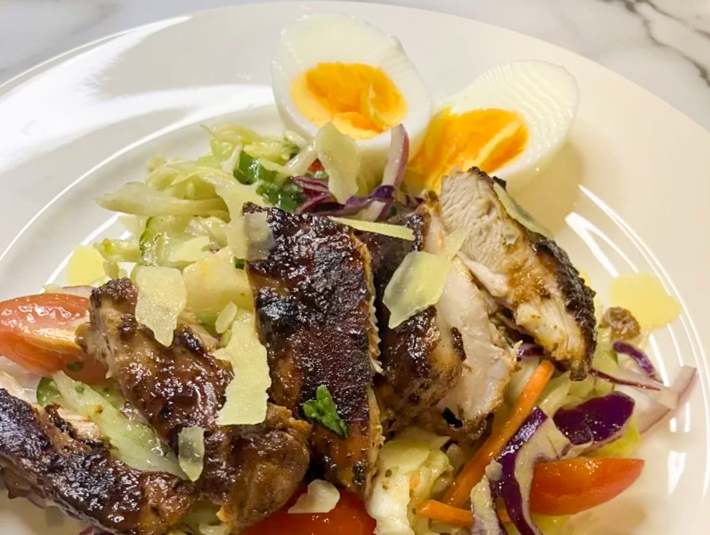 Grilled Chicken Salad with Lemon-Herb Dressing side shot in detail